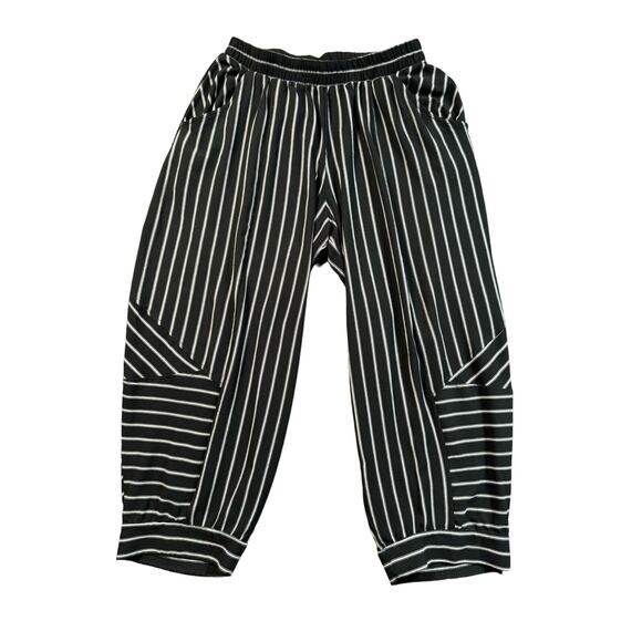 IC Connie K Striped Lantern Pants Women’s Size M Pull On Lagenlook Made in USA - Picture 1 of 11